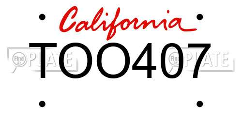 TOO407 California License Plate
