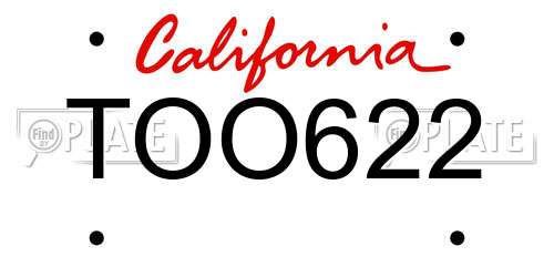 TOO622 California License Plate