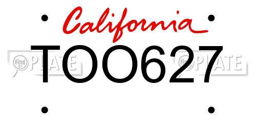 TOO627 California License Plate