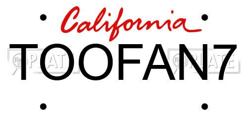 TOOFAN7 California License Plate
