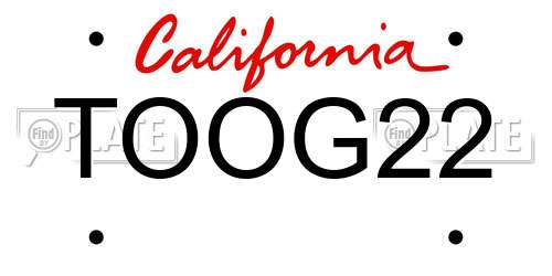 TOOG22 California License Plate