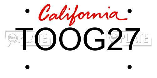 TOOG27 California License Plate