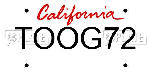 TOOG72 California License Plate