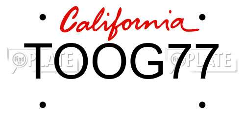 TOOG77 California License Plate