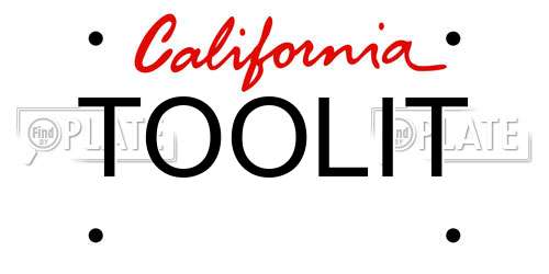 TOOLIT California License Plate