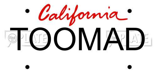 TOOMAD California License Plate