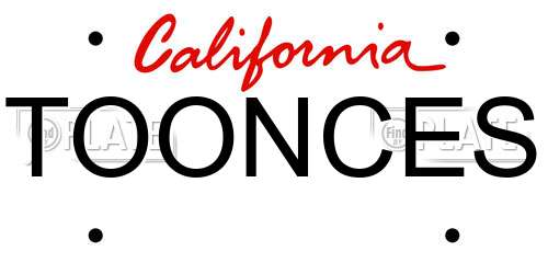 TOONCES California License Plate