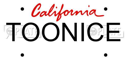 TOONICE California License Plate