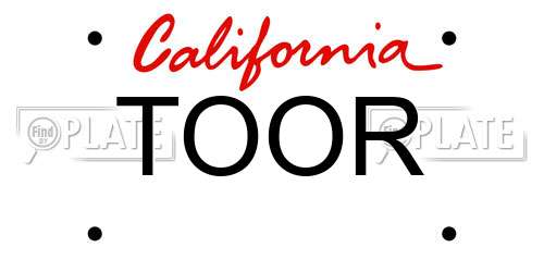 TOOR California License Plate