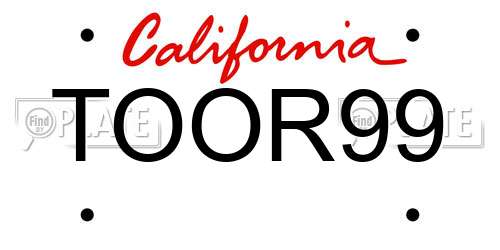 TOOR99 California License Plate