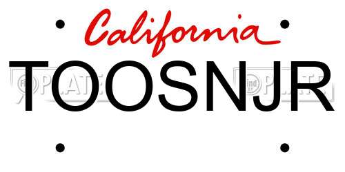 TOOSNJR California License Plate