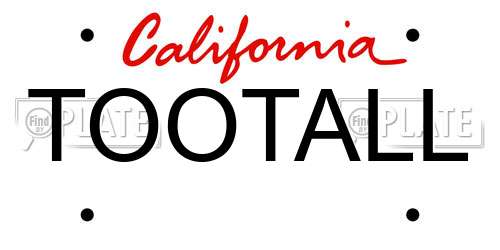 TOOTALL California License Plate