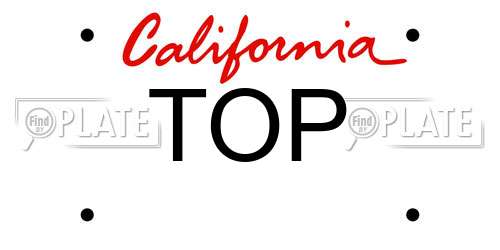 TOP California License Plate
