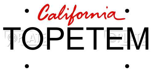 TOPETEM California License Plate