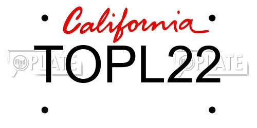 TOPL22 California License Plate