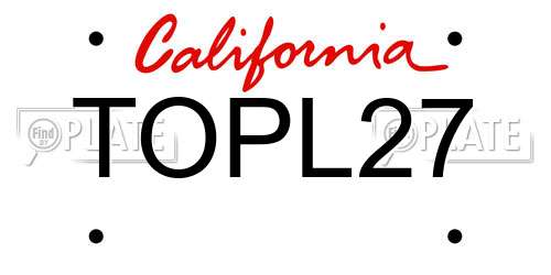 TOPL27 California License Plate