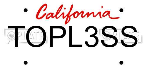 TOPL3SS California License Plate