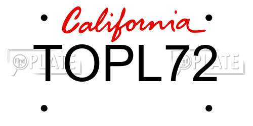 TOPL72 California License Plate