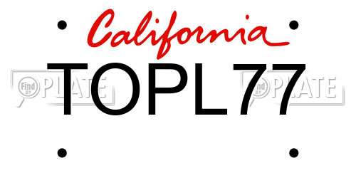 TOPL77 California License Plate