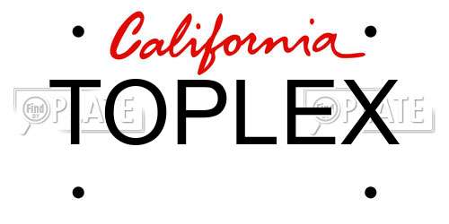 TOPLEX California License Plate
