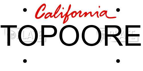 TOPOORE California License Plate