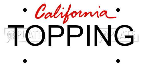 TOPPING California License Plate