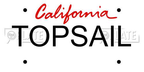 TOPSAIL California License Plate