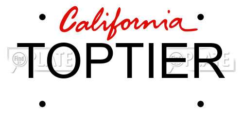TOPTIER California License Plate