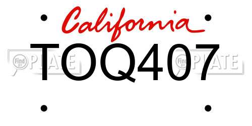 TOQ407 California License Plate