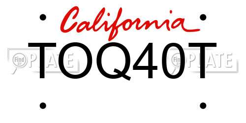 TOQ40T California License Plate