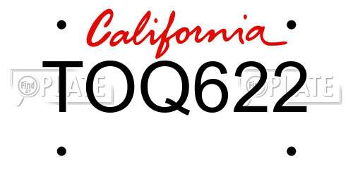 TOQ622 California License Plate