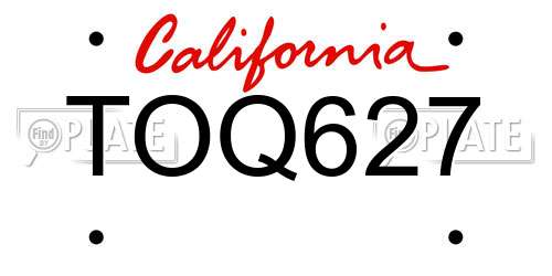 TOQ627 California License Plate