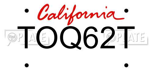 TOQ62T California License Plate
