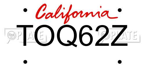 TOQ62Z California License Plate