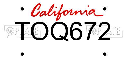 TOQ672 California License Plate