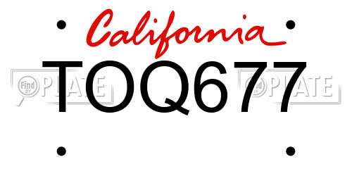 TOQ677 California License Plate