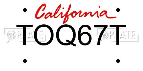 TOQ67T California License Plate