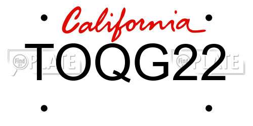 TOQG22 California License Plate