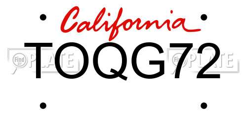 TOQG72 California License Plate