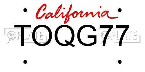 TOQG77 California License Plate