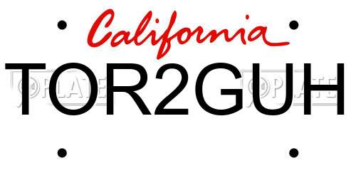 TOR2GUH California License Plate