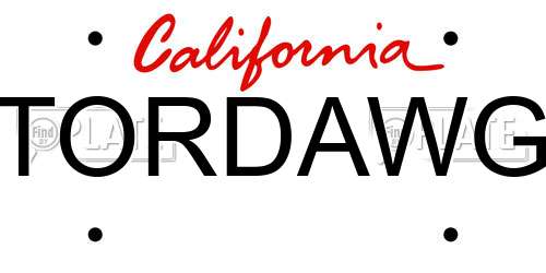 TORDAWG California License Plate