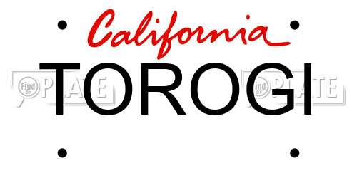 TOROGI California License Plate
