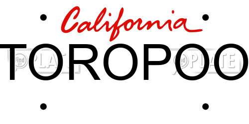 TOROPOO California License Plate