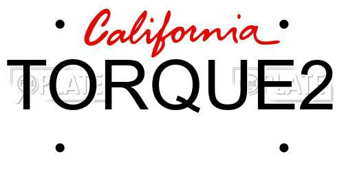 TORQUE2 California License Plate