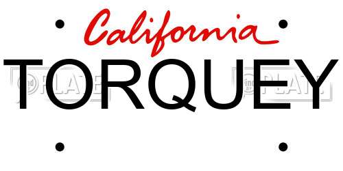 TORQUEY California License Plate