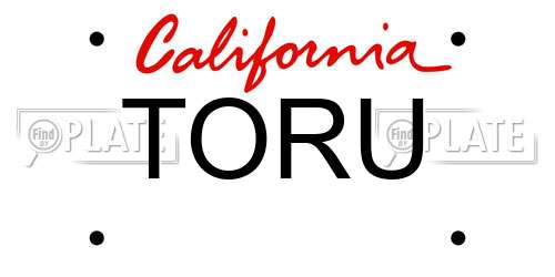 TORU California License Plate