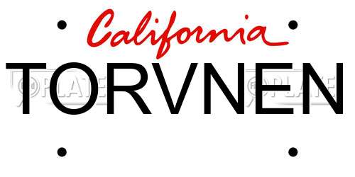 TORVNEN California License Plate
