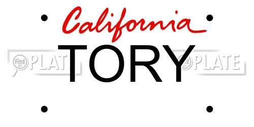 TORY California License Plate