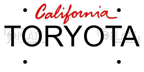 TORYOTA California License Plate